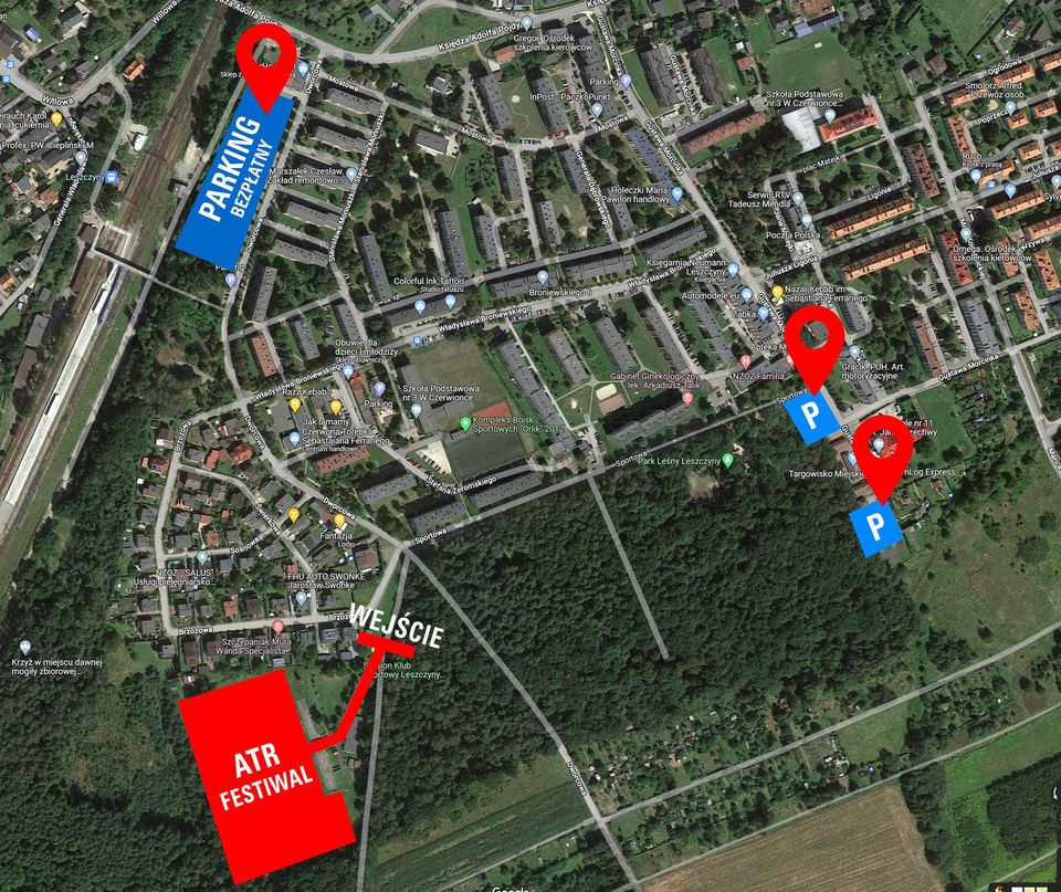 Mapa - parkingi podczas festiwalu Around The Rock