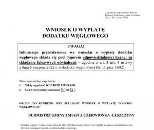Dodatek węglowy - można składać wnioski