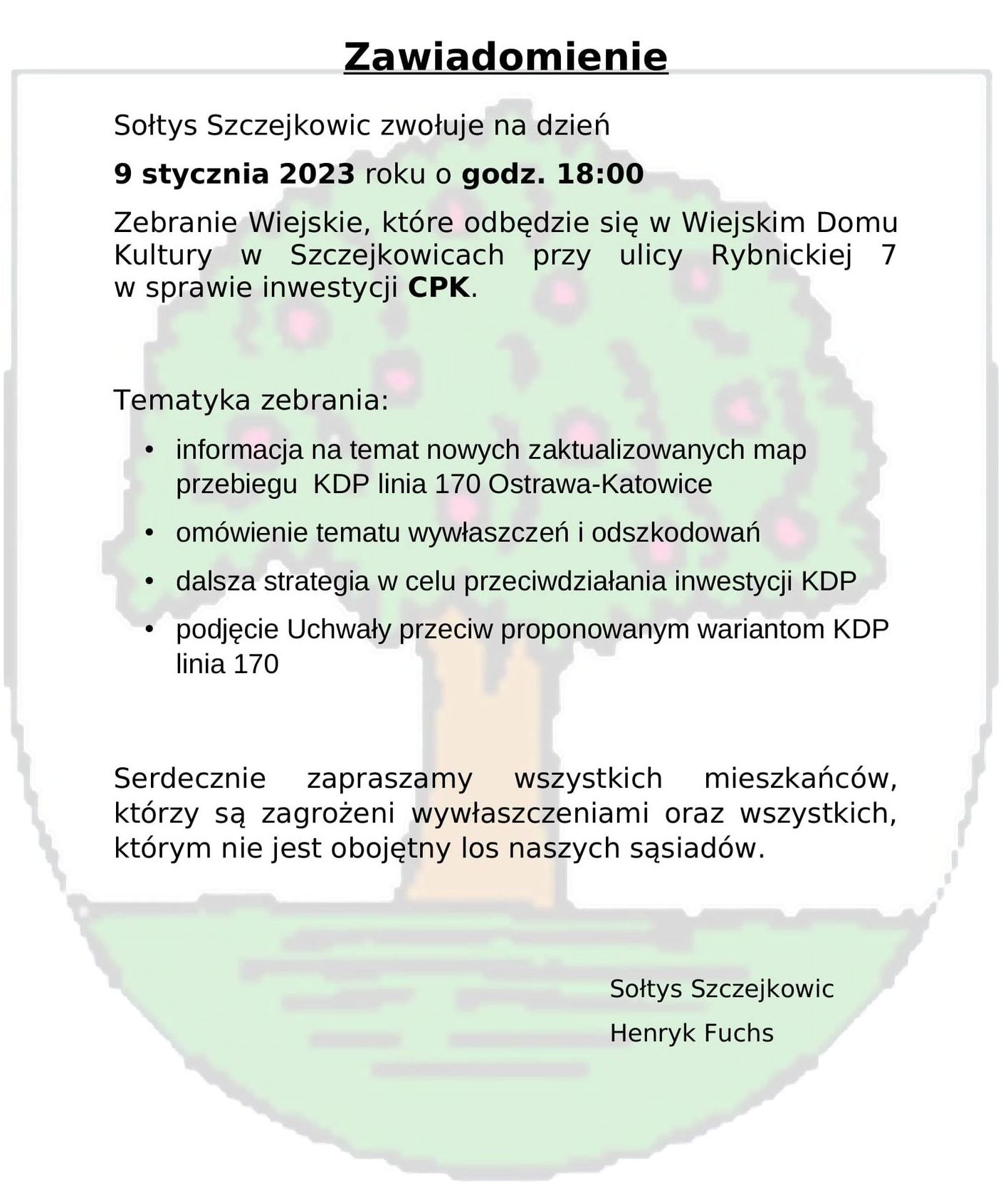 Zebranie Wiejskie w Szczejkowicach