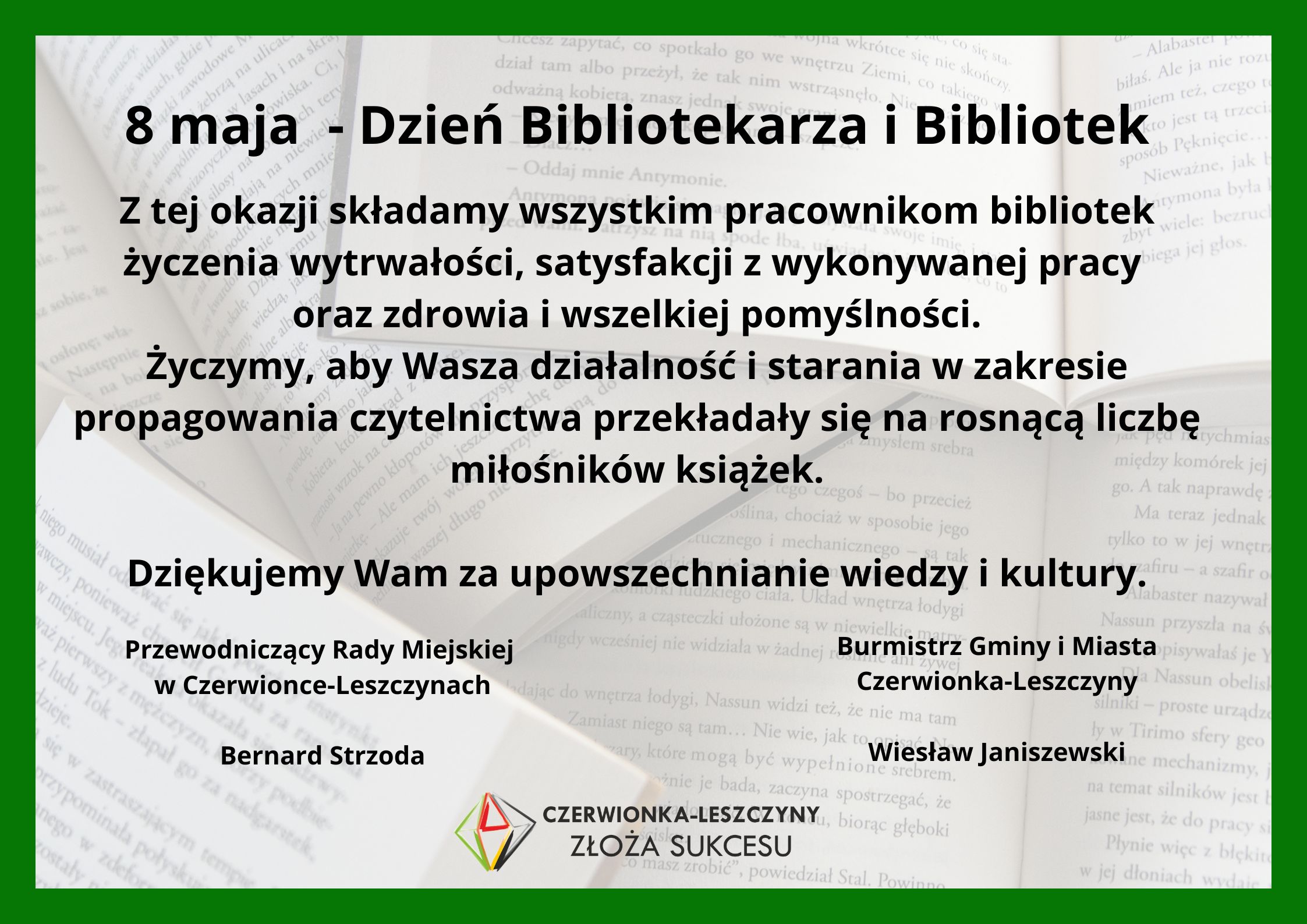 Życzenia z okazji Dnia Bibliotekarza i Bibliotek