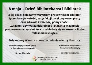 Życzenia z okazji Dnia Bibliotekarza i Bibliotek