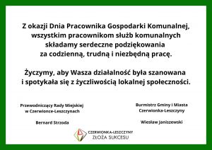 Życzenia z okazji Dnia Pracownika Gospodarki Komu