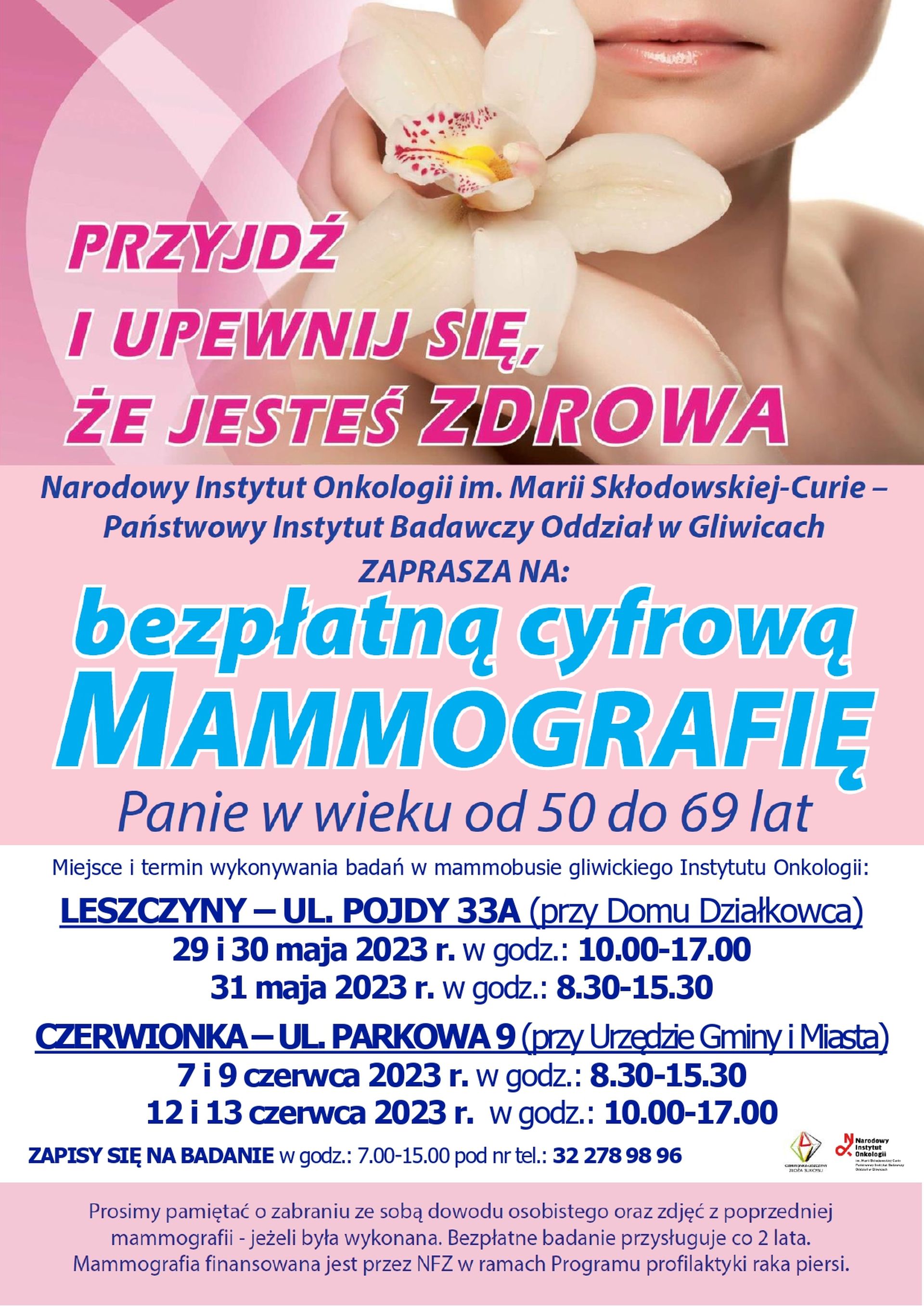 Bezpłatna mammografia plakat