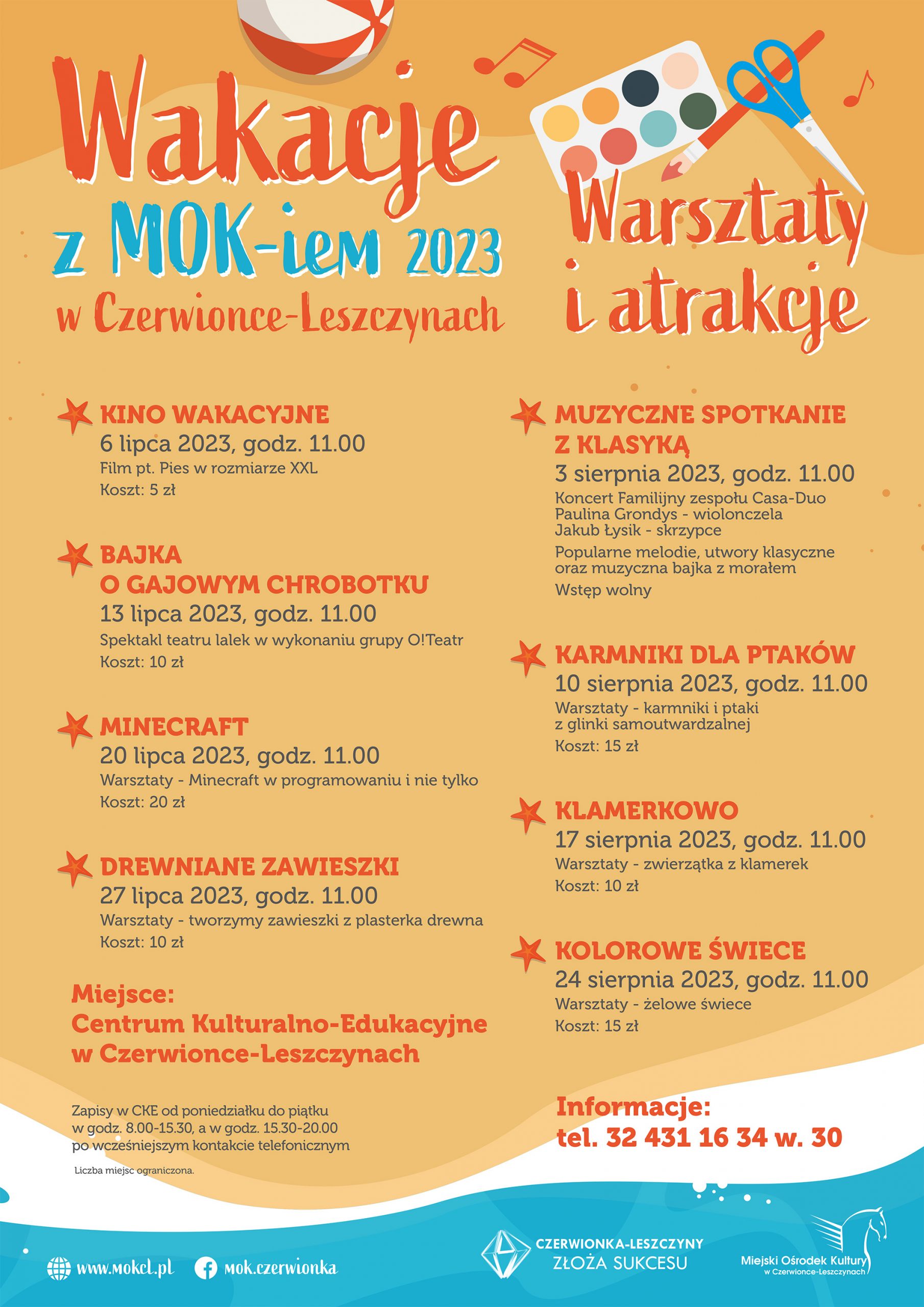 Plakat warsztaty z MOK-iem
