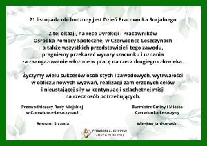Życzenia z okazji Dnia Pracownika Socjalnego