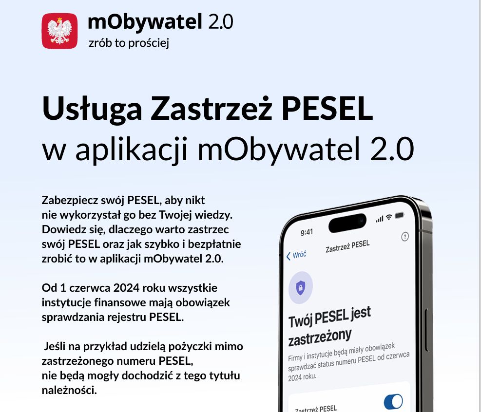 ulotka dotycząca zastrzeżenia